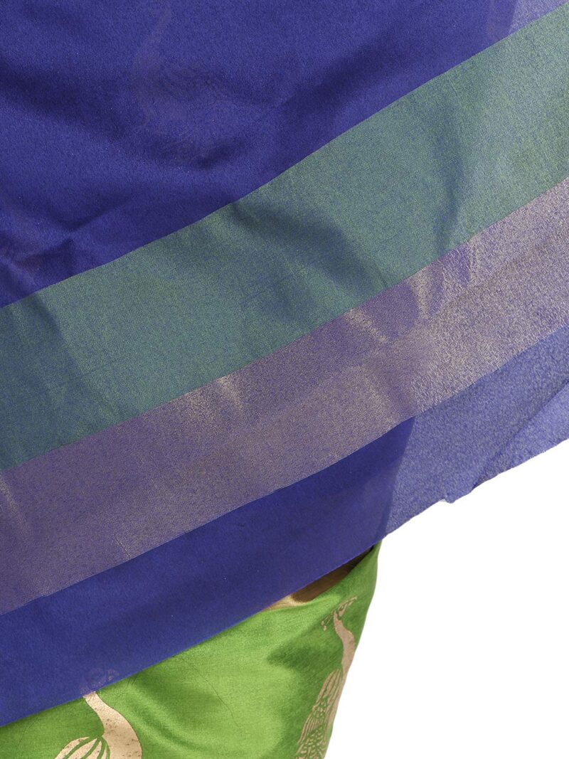 Leriya Fashion Women's Soft Cotton Silk Foli Work (jari Work) Saree with Belt(Free Size) (Blue) - Image 3