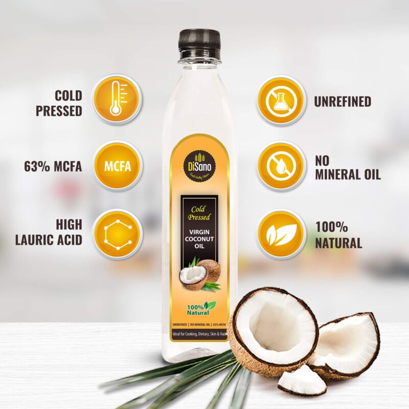 DiSano Cold Press Virgin Coconut Oil Bottle, 500 ml - Image 6