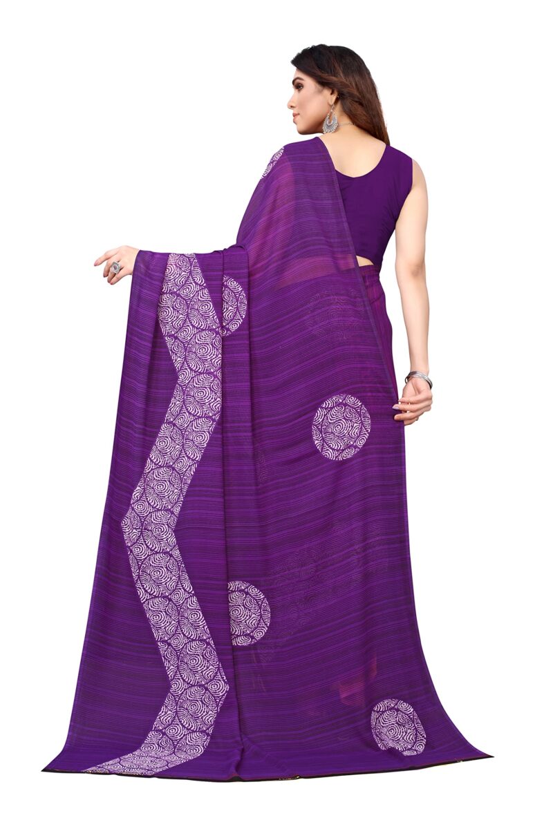 Tarshika Womens Printed Georgette Saree Without Blouse Piece(ROSEMARRY PURPLE_Free Size) - Image 4