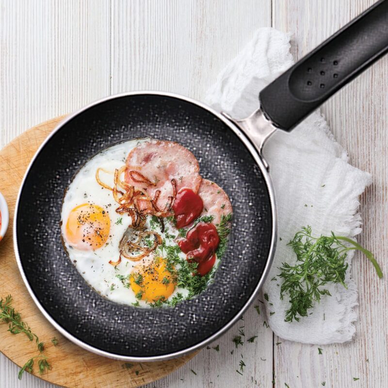 MILTON Pro cook Granito Non Induction Fry Pan, 14 cm, Burgundy, Flame Safe, Dishwasher Safe, Food Grade, Metal Spoon Friendly, Non - Stick, Bakelite Handle, 2 Years Warranty - Image 7