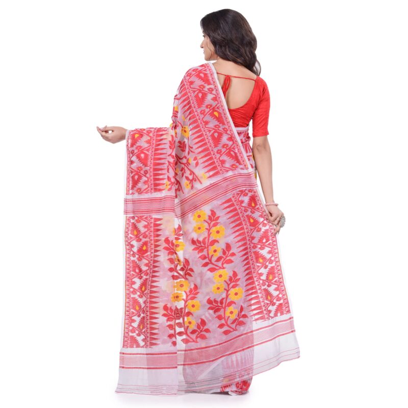 Db Desh Bidesh Women's Jamdani Cotton Saree Without Blouse Piece (Db250722Jamdanisk_Red) - Image 8