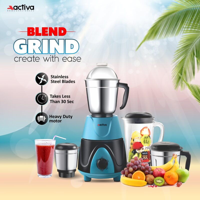 ACTIVA Megamix 1000 W Powerful Motor Mixer Grinder With 4 Jars | 2 Years Motor Warranty, Red - Image 9