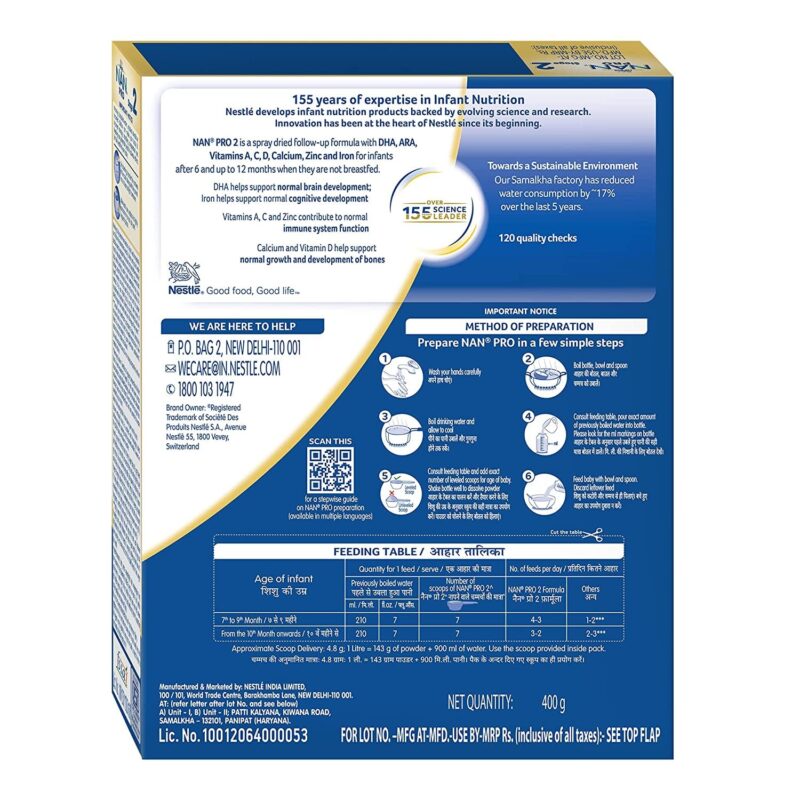 NAN Pro Stage 2 Follow-Up Formula Milk Powder For Babies (After 6 Months), - With Dha-Ara, 400G Bag-In-Box Pack, Infant - Image 9