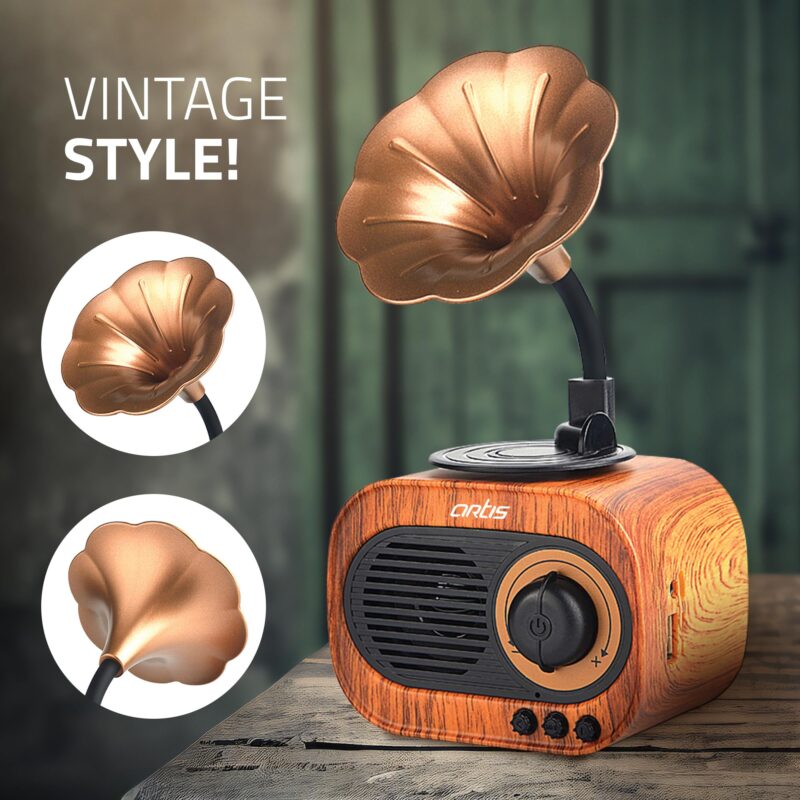 Artis BT12 Classic Retro Wireless BT Speaker with FM/USB/AUX in & Hands Free Calling (5W RMS Output) - Image 5