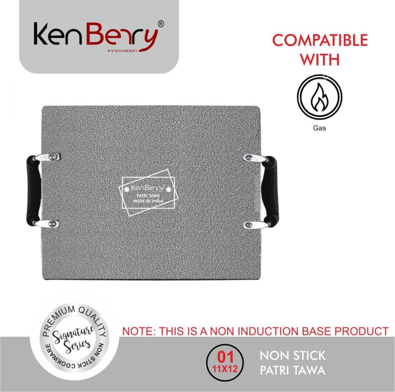 KenBerry Heavy Granite Finish Non Stick Big Flat Pathri Tawa | 38 X 30 CM | Square | Rectangular Pathiri Tawa for Dosa | Paratha | Roti | Chapati | (Aluminium, Non-Stick Cookware, for Indian Kitchen) - Image 5