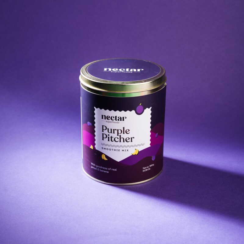 Nectar Superfoods Freeze Dried PURPLE PITCHER Smoothie Mix Powder | 20 Servings | 300 Gram Pack | Black Jamun & Banana | Healthy Shakes with 100% Natural Fruit- Veggies | No refined Sugar Added | No Preservatives | Vegan | Gluten Free | Convenient & Healt - Image 7