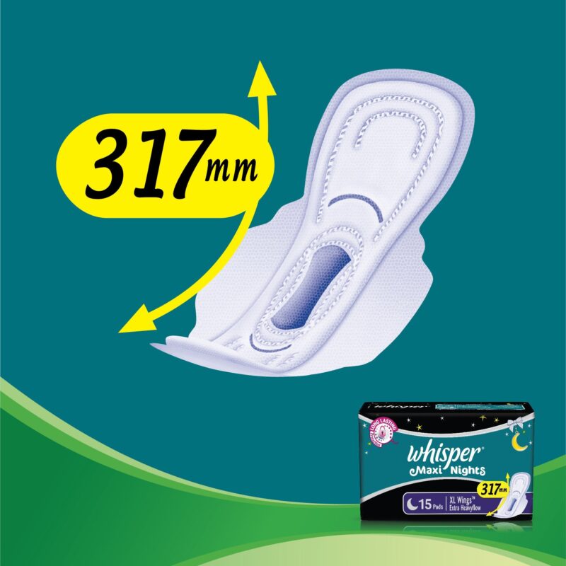 Whisper Maxi Nights Sanitary Pads for Women, XL, Pack of 15 Napkins - Image 2