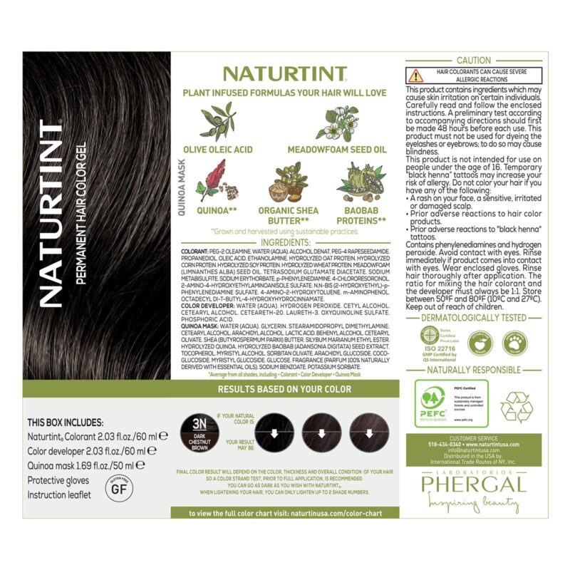 Naturtint Permanent Hair Color For Women | Ammonia Free Hair Colour | Hair Color Gel 100% Grey Coverage Long Lasting Hair Color Vegan - 3N Dark Chestnut Brown - Image 6
