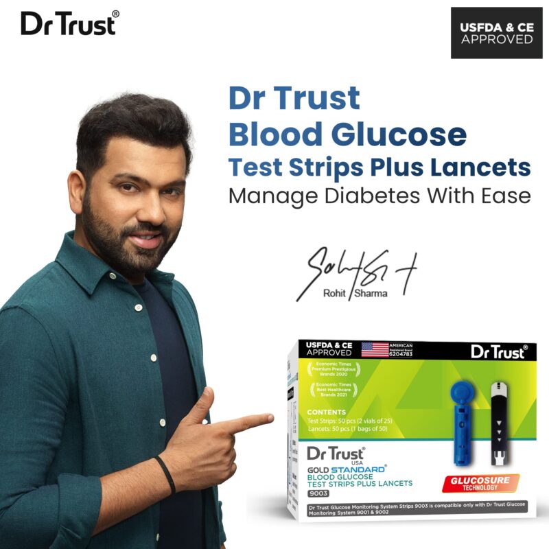 Dr Trust USA Gold Standard Blood Glucose Test Strips Plus Lancets - 50 Strips (Black) - Image 6