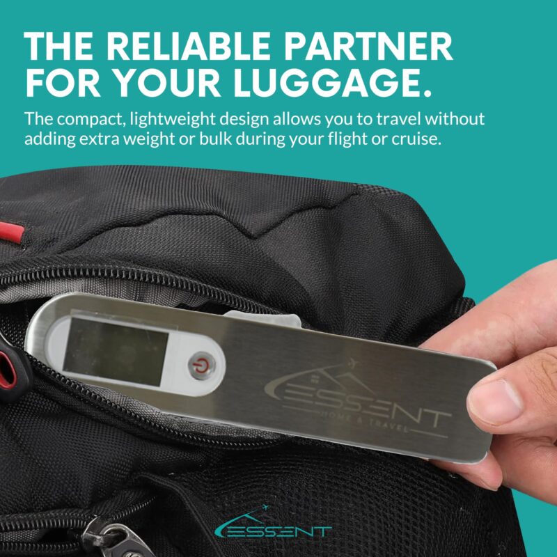 Essent™ Weight Machine for Luggage - 50kg Capacity, Steel Body, 10 Years Replacement - Premium Digital Luggage Weighing Scale, Weighing Machine for Luggage for Home, Flights, Bags (Silver, 50kg) - Image 2