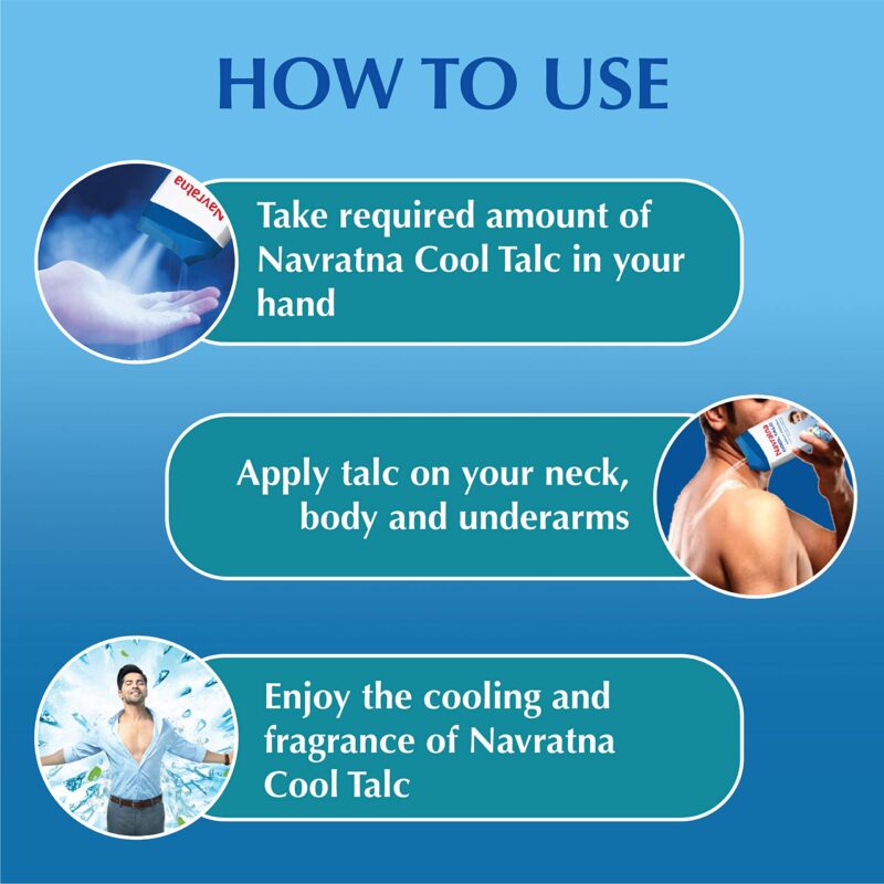 Navratna Cool Mint Fresh Talc | Instant Sweat Absorption and Cooling Effect |Body Odour Protection | Long Lasting Freshness and Fragrance, 400gm - Image 4