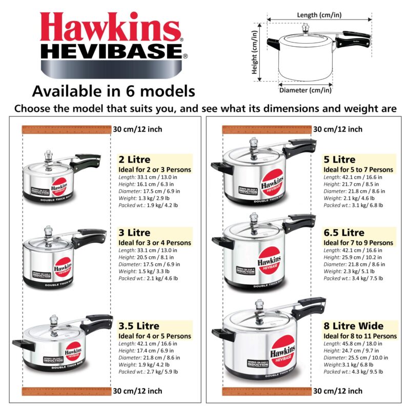Hawkins 2 Litre Hevibase Pressure Cooker, Induction Inner Lid Cooker, Small Cooker, Silver (IH20),Aluminium - Image 4