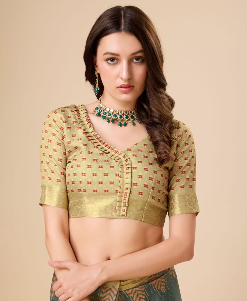Rekha Maniyar Women's Jacquard Digital Printed Saree With Unstitched Blouse(RUHANI_1002_NS) - Image 3