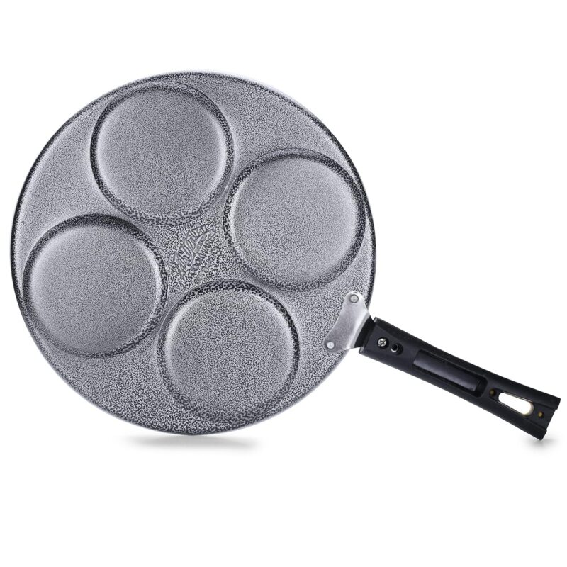 apsara kitchenware Diamond Aluminium Dura Big Non Stick Uttappa Tawa 4-Cavity with Handle for Mini Uttappa, Mini Pancake Maker, Mini Crepe Pan, Idli Pan Multi Snack Maker-Black - Image 4