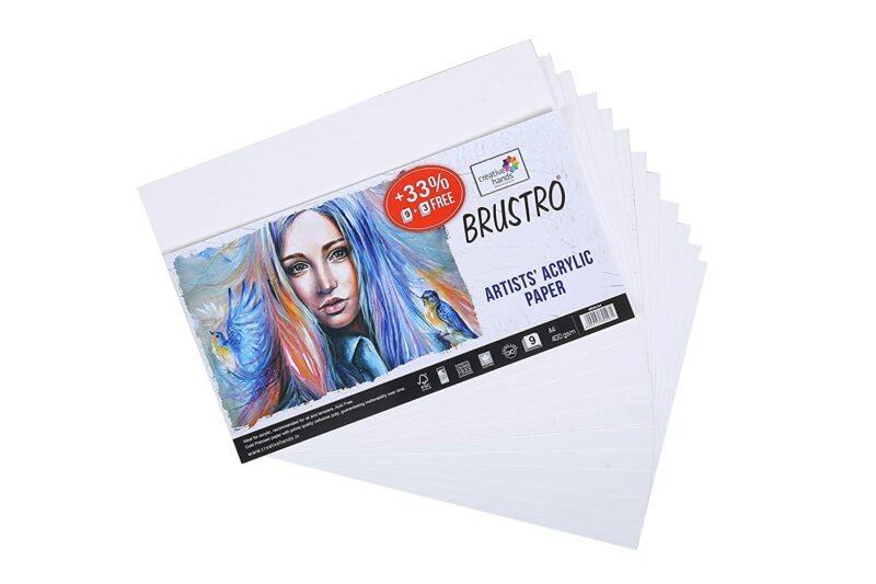 Brustro Artists' Acrylic Paper 400 GSM A4 (Pack of 9 + 3 Sheets) - Image 3