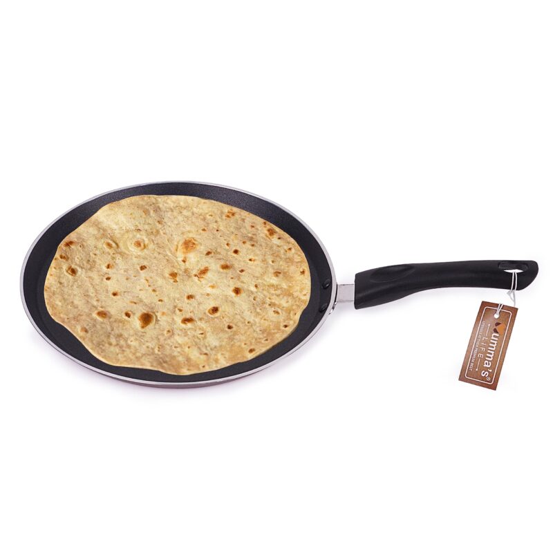 Mumma's LIFE Non Stick Dosa Tawa with Sturdy Riveted and Bakelite Handle (Induction and Gas Stove Friendly), Non Toxic and PFOA Free, 24 Months Warranty (25CM, RED) - Image 4