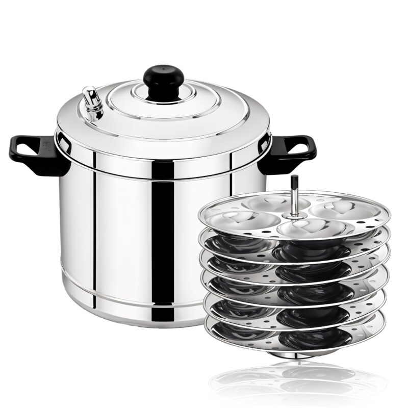 Thangam Stainless Steel Idli Maker Non Stick Idly Cooker/Steamer, Silver (Silver(6 Plates)) - Image 3