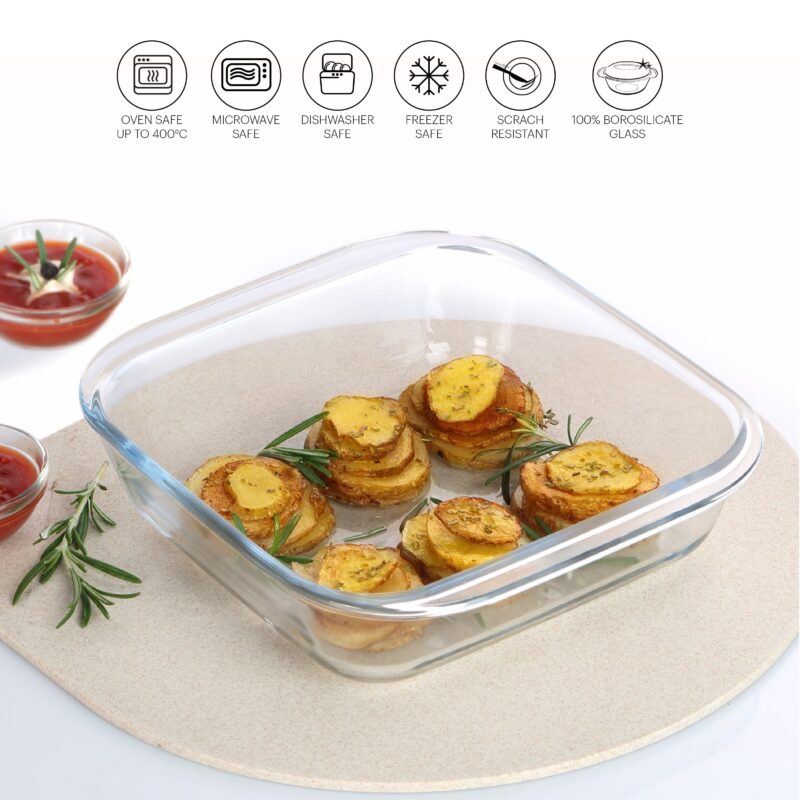 Laura Square Glass Baking Dish, 1100ml - Image 3