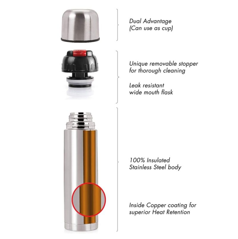 Flipstyle Flask, Vacusteel Water Bottle with Thermal Jacket, 500ml - Image 3