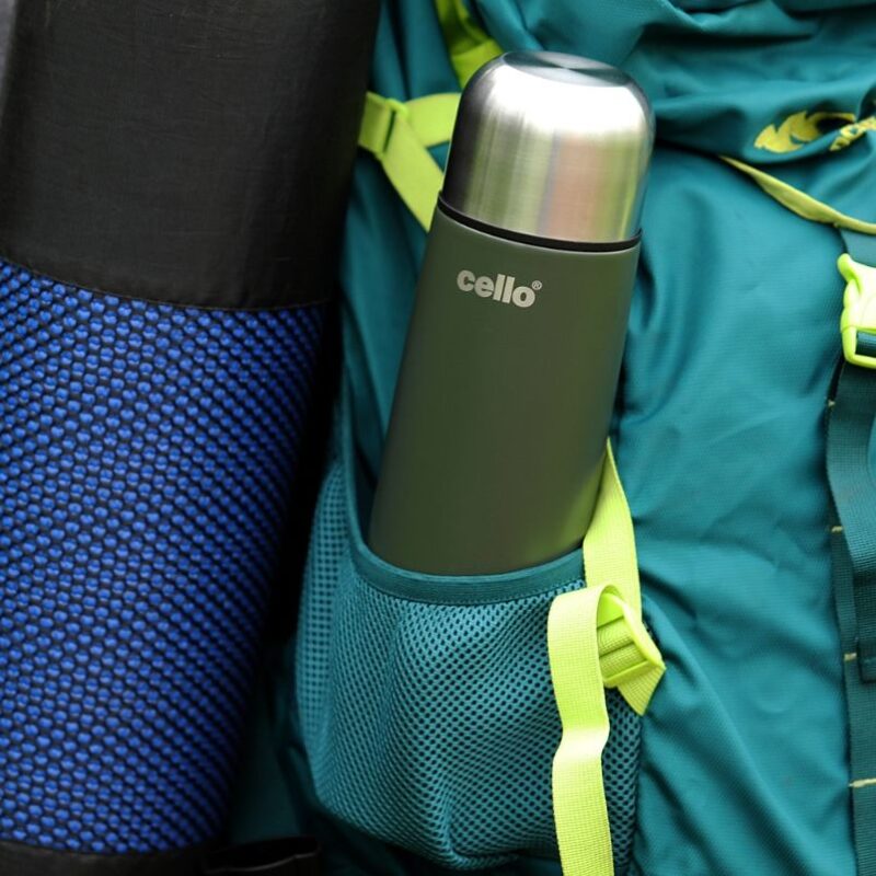 Green|Duro Flip Flask, Vacusteel Water Bottle with Thermal Jacket / 1000ml