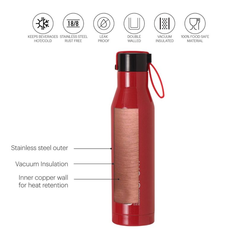 Maestro Flask, Vacusteel Water Bottle, Red - Image 5