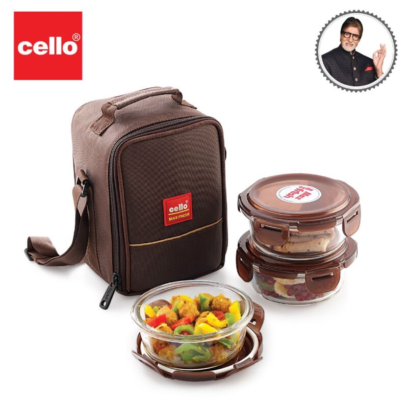 Seal-O-Fresh Borosilicate Glass Lunch Box with Jacket, Round, Set of 3 - Image 7