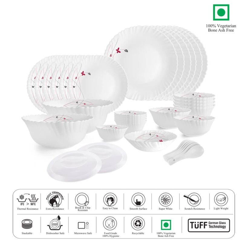 Dazzle Series 35 Pieces Opalware Dinner Set for Family of 6 - Image 15