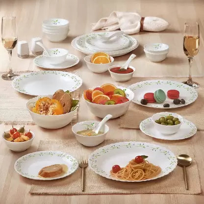 Tropical Lagoon|Dazzle Series 35 Pieces Opalware Dinner Set for Family of 6 / With Rice Platter