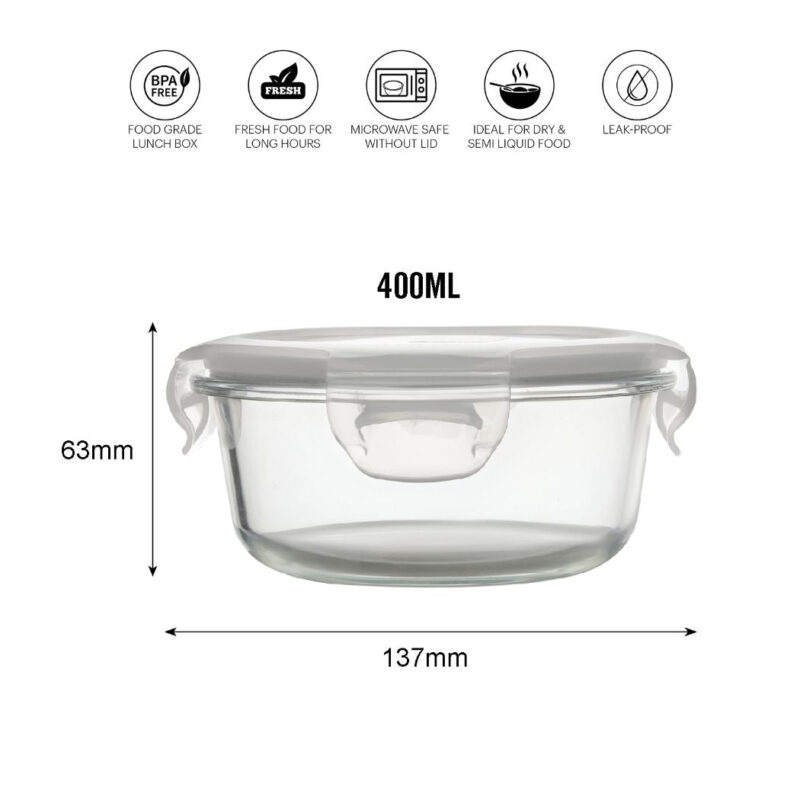 Delighta Borosilicate Glass Lunch Box with Jacket, Round - Image 5