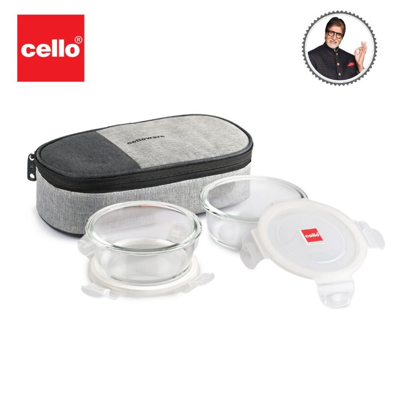 Delighta Borosilicate Glass Lunch Box with Jacket, Round - Image 13