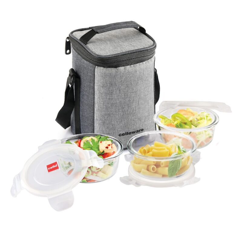 Delighta Borosilicate Glass Lunch Box with Jacket, Round - Image 4