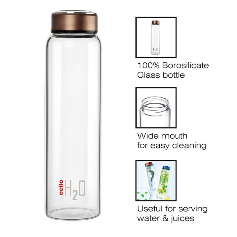 H2O Borosilicate Glass Water Bottle, 1000ml - Image 12