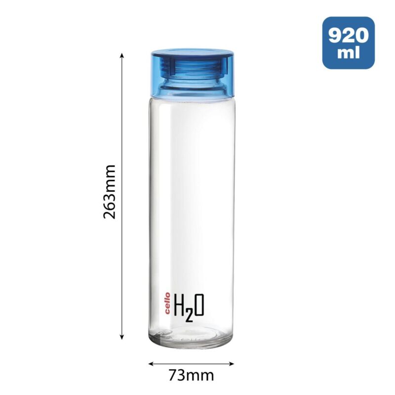 H2O Glass Water Bottle with Plastic Cap, 920ml - Image 46