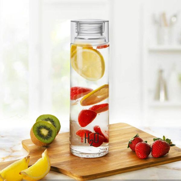 Clear|H2O Glass Water Bottle with Plastic Cap, 920ml / 920ml