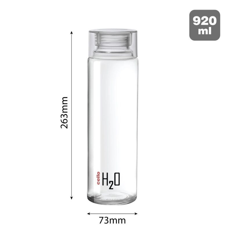H2O Glass Water Bottle with Plastic Cap, 920ml - Image 47