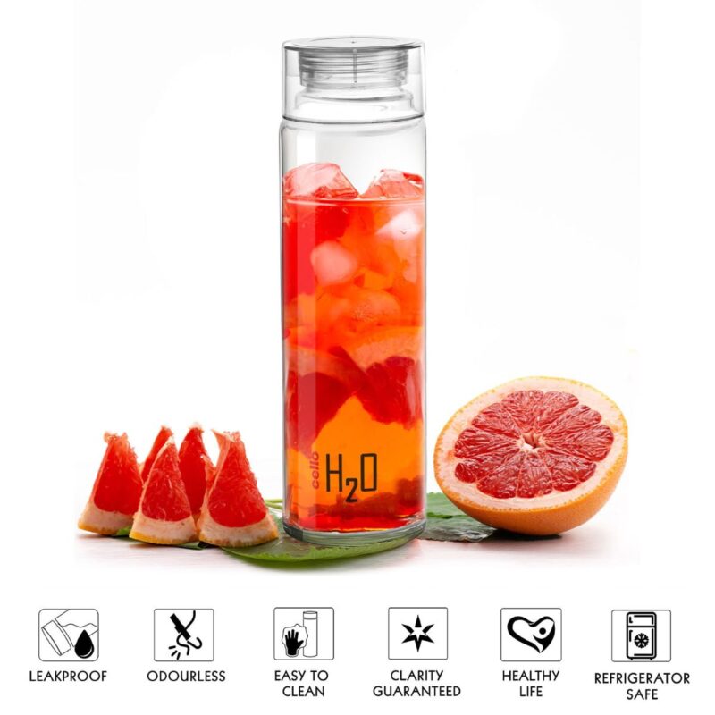 H2O Glass Water Bottle with Plastic Cap, 920ml - Image 28