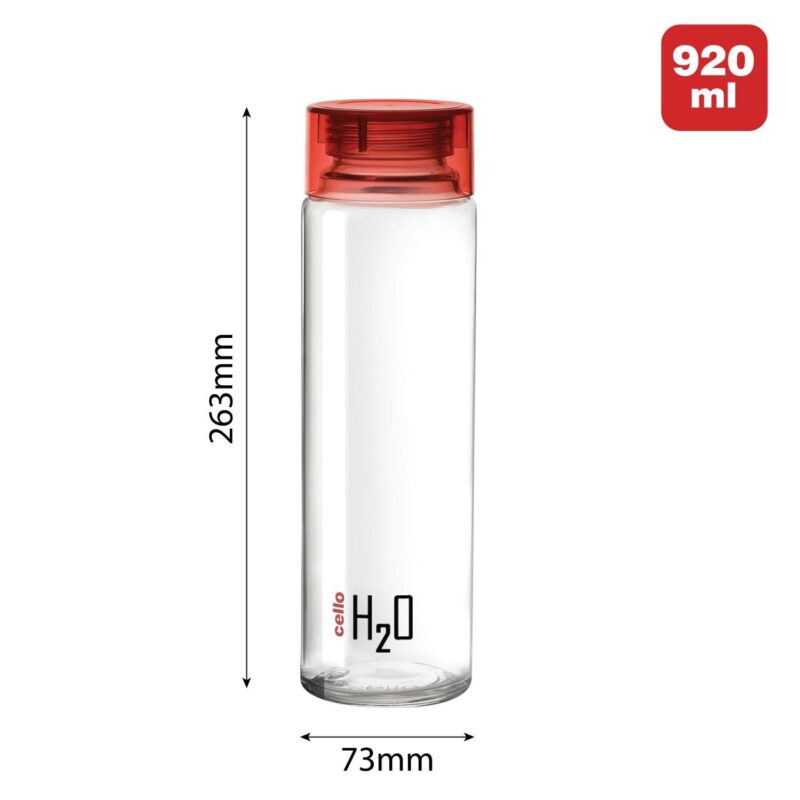 H2O Glass Water Bottle with Plastic Cap, 920ml - Image 51