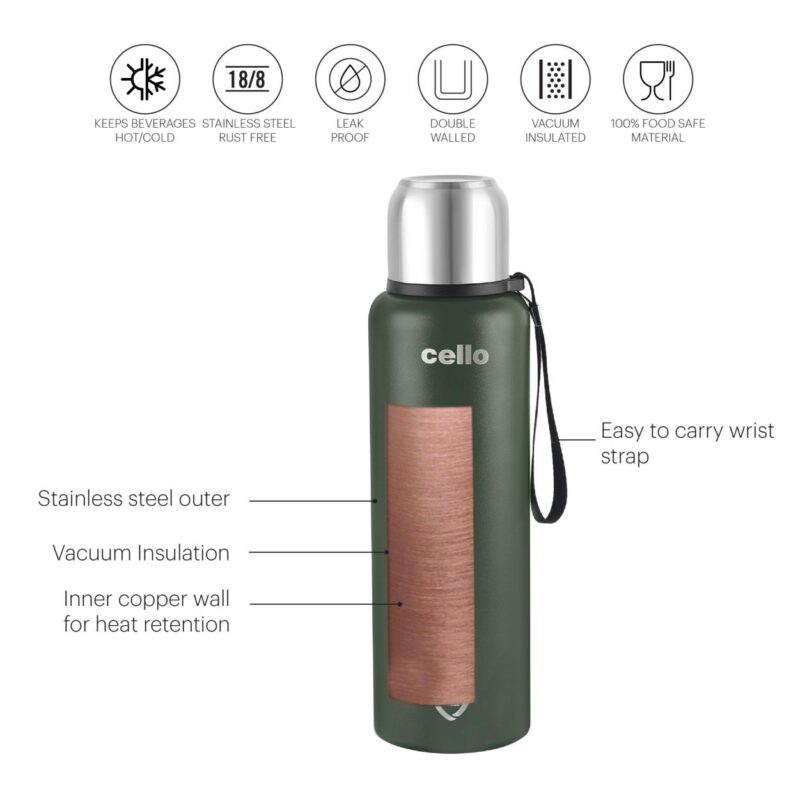 Duro Flip Flask, Vacusteel Water Bottle with Thermal Jacket - Image 16