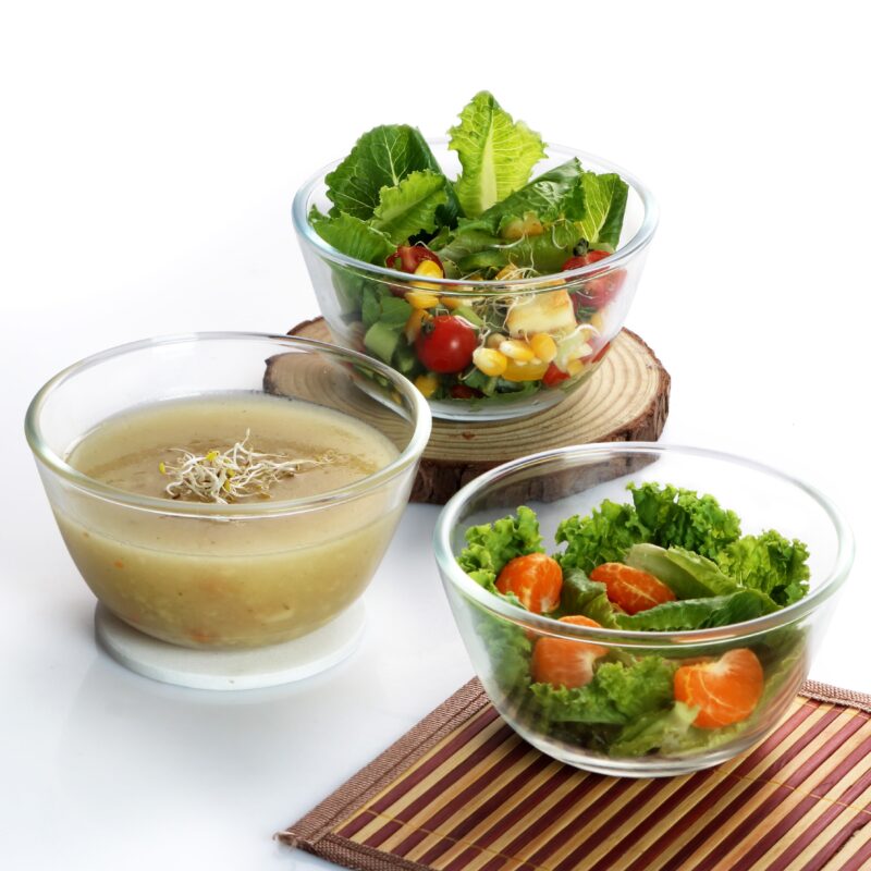 Ornella Glass Mixing Bowl Set, Set of 3 Clear / 500ml+1000ml+1500ml / With Premium Lid