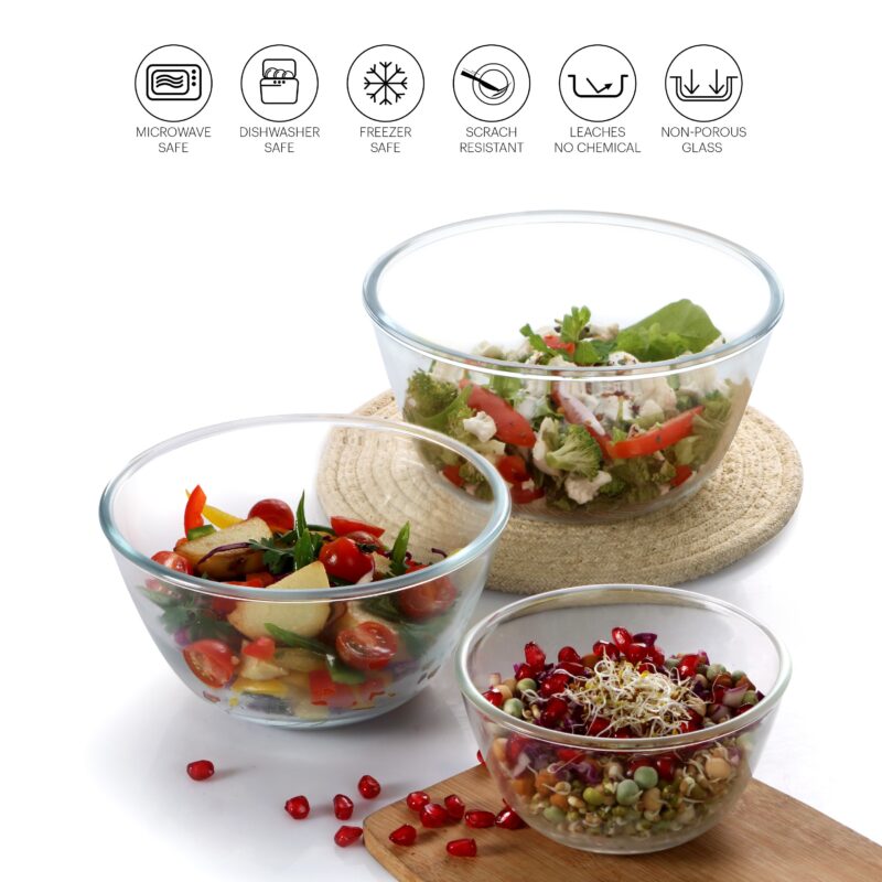 Ornella Glass Mixing Bowl Set, Set of 3 - Image 4
