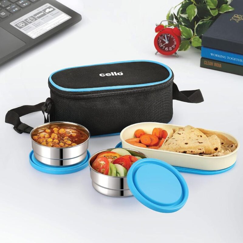 Blue|Exe Stainless Steel Lunch Box / 3 Piece