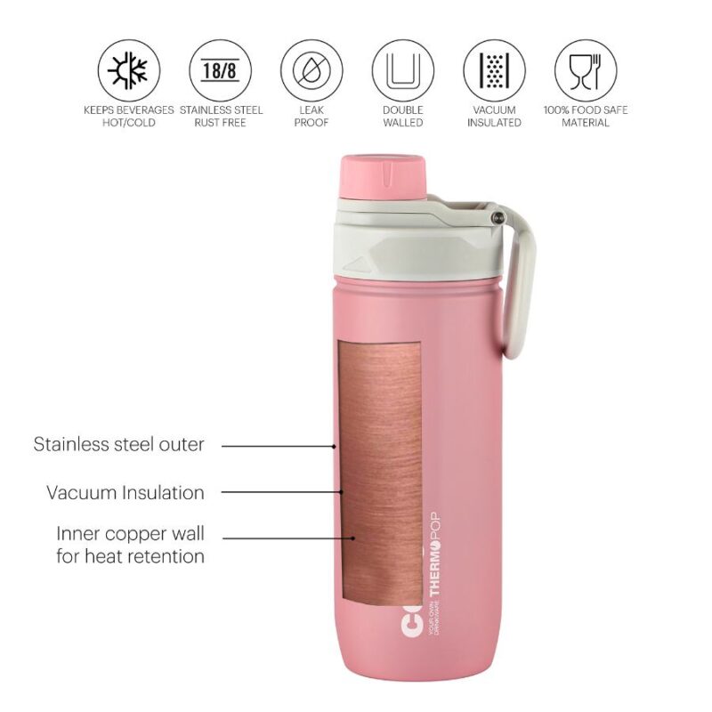 Pop Hot & Cold Stainless Steel Kids Water Bottle, 600ml - Image 26