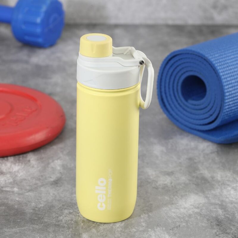 Yellow|Pop Hot & Cold Stainless Steel Kids Water Bottle, 600ml / 600ml