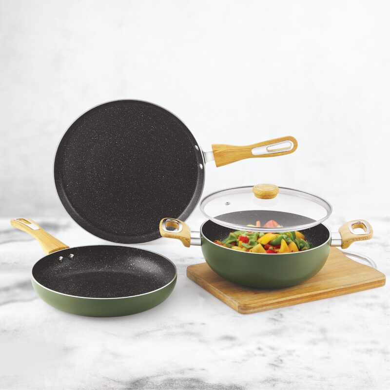 Woody Kitchen Induction Base Non-Stick Cookware Set - Image 6