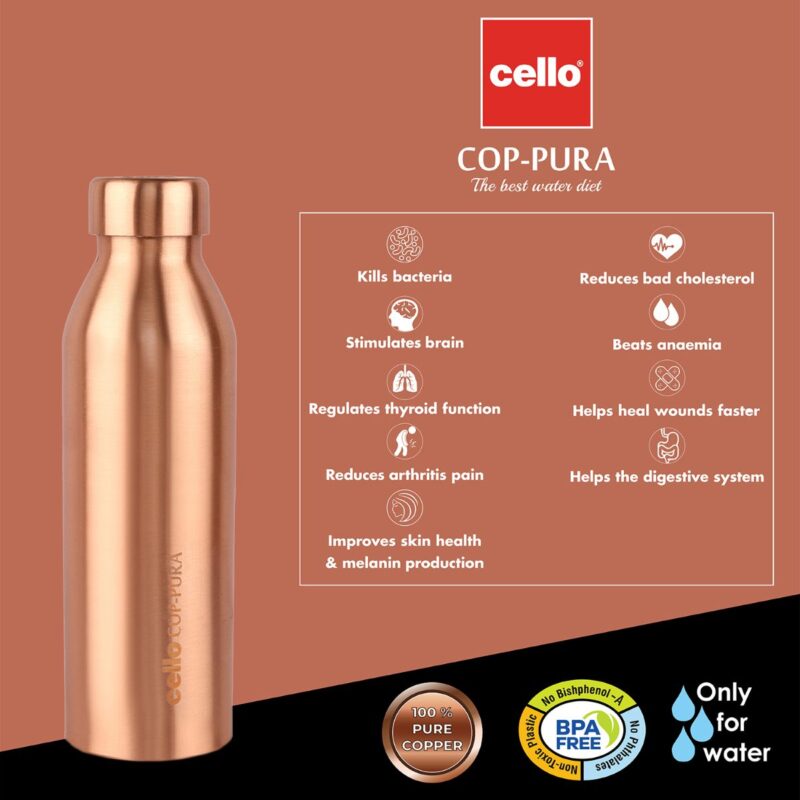Moksha Copper Water Bottle, 1000ml - Image 4