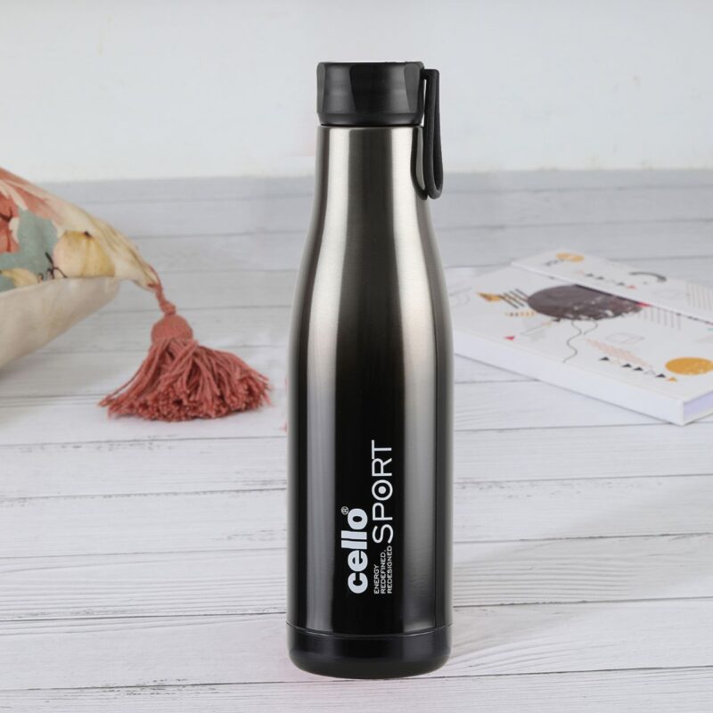 Black|Dazzle Flask, Vacusteel Water Bottle, 600ml / 600ml