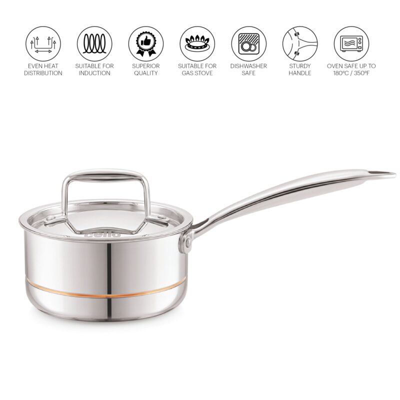 5-Ply Stainless Steel Sauce Pan with Lid - Image 8