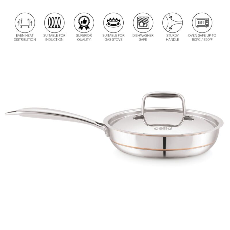 5-Ply Stainless Steel Fry Pan with Lid - Image 6