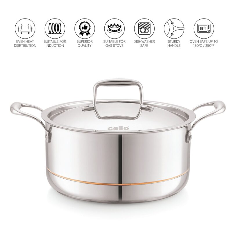 5-Ply Stainless Steel Casserole with Lid - Image 9