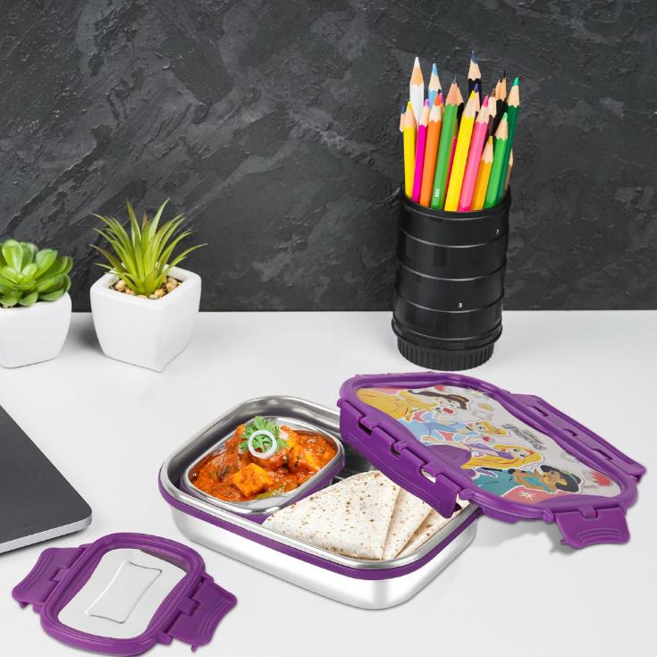 Violet|Click It Toons Stainless Steel Lunch Box, Medium / Medium